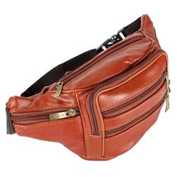 Leder-Brusttasche, modische Hüfttasche, Einkaufstasche, Handygeldbörse, Herren, Bauchtasche, mehrere Taschen, verstellbarer Gürtel, Reisetasche, Rot, Braun, rotbraun, Red Brown, Siehe Beschreibung von Paowsietiviity