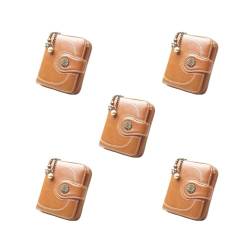 Paowsietiviity Geldwechsel Kurze Brieftasche PU Leder Reißverschluss Geldbörse Debit Kartenhalter Tragetasche Geburtstag Festival Gelb, 5er-Set (braun), 5x9x3.5cm/1.97x3.54x1.38 in, Als Beschreibung von Paowsietiviity