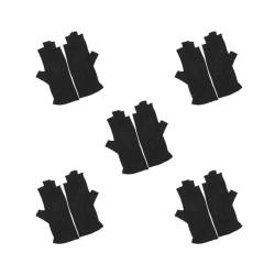 Paowsietiviity Halbfinger-Handschuhe aus Maulbeerseide, dehnbar, UV-Schutz, fingerlos, Schwarz, 5er-Set (schwarz), One size von Paowsietiviity