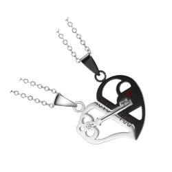 Paowsietiviity Halskette für Paare, Unisex, Geschenk, charmanter Schmuck, Kette, langer Charm, Edelstahl, beste Freunde, Tiere, rund, Stil 4, 2 Stück, style, Polyester, Siehe Beschreibung von Paowsietiviity