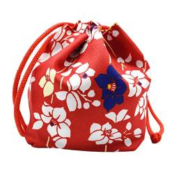 Paowsietiviity Japanische Kordelzug-Tasche Münzbörse Mittagessen Tasche Lebensmittelbeutel rot 14x12x16 cm, Rot, 14 x 12 x 16 cm, 14x12x16 cm von Paowsietiviity