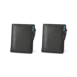 Paowsietiviity Vertikale Herren ID Cridit Kartenfächer PU Bifold Stil Kurze Brieftasche Reißverschluss Münze Geld Geldbörse, Schwarz, 2er-Set (schwarz), Siehe Produktbeschreibung, Als Beschreibung von Paowsietiviity