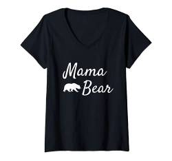 Damen Mama Bear Tee Women Christmas Papa Bear Mama Bear Baby Bear T-Shirt mit V-Ausschnitt von Papa Bear Mama Bear Tshirt Family Matching Shirt