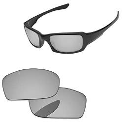PapaViva Ersatzlinsen für for Oakley Fives Squared Pro+ Chromsilber Polarisiert von PapaViva