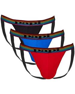 Papi Herren Men's 3PK Jock Straps Unterwsche, Lychee/Prince Blue/Black, X-Large von Papi