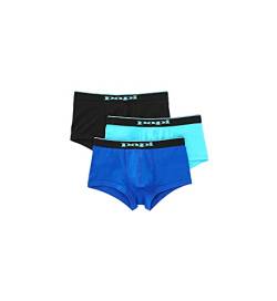 Papi Herren Stilvolle brasilianische Solid und Print Trunks (3er Pack Herren Unterwäsche), Schwarz/Kobalt/Blau, Large von Papi