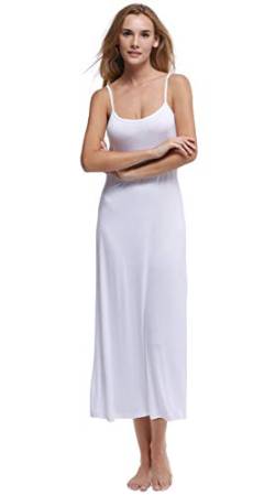 Papicutew Damen-Unterkleid, lang, Cami, Trägerkleid, Nachthemd, ärmellos - Weiß - Large von Papicutew