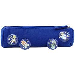 Papierdrachen Federmäppchen mit 4 Buttons für Jungen und Mädchen | Filzmäppchen in blau mit Astronaut-Motiv Einschulung | Schulmäppchen Set Nr 5 von Papierdrachen