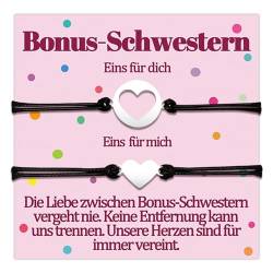 Bonus Schwester Armband Geschenk Halbschwester Geschenke Armbänder Große Kleine Schwester Geschenk zum Geburtstag Geburtstagsgeschenk Geschenkideen Herz Schmuck Frauen Schmuckset für 2 Damen von Papixvodet