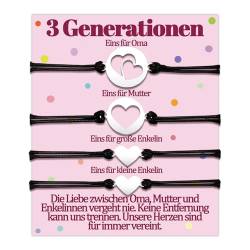 Oma Geschenk für Oma Mama 2 Töchter Armband Geschenke 2 Enkelinnen 3 Generationen Armbänder Geschenk zum Geburtstag Geschenkideen Herz Weilnachten Schmuck Frauen Schmuckset für 4 Damen Sinvolle von Papixvodet