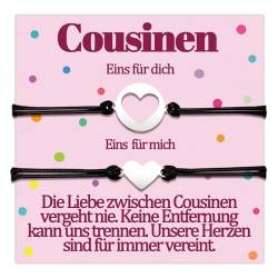 Papixvodet Cousine Geschenk für Cousine Armband Geschenke Cousinen Armbänder Geschenk zum Geburtstag Geschenkideen Herz Weihnachten Schmuck Frauen Schmuckset für 2 Damen Armkette Sinnvolles von Papixvodet