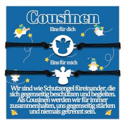 Papixvodet Cousine Geschenk für Cousine Armband Geschenke Cousinen Armbänder Geschenk zum Geburtstag Geschenkideen Schutzengel Weilnachten Schmuck Frauen Schmuckset für 2 Damen Armkette Sinnvolles von Papixvodet