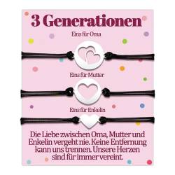 Papixvodet Oma Geschenk für Oma Mama Tochter Armband Geschenke Enkelin 3 Generationen Armbänder Geschenk zum Geburtstag Geschenkideen Herz Weilnachten Schmuck Frauen Schmuckset für 3 Damen Sinnvolles von Papixvodet