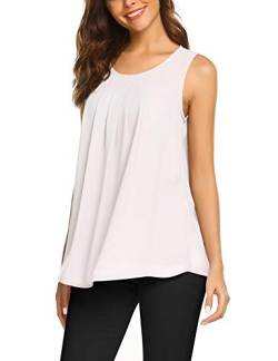 Parabler Damen Sommer Chiffon Top Ärmellose Blusentop Tank Top Elegant Weste Top Shirt Bluse Oberteile Weiß L von Parabler