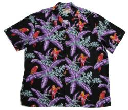 Paradise Found Herren Jungle Bird Tom Selleck Magnum PI Rayon Shirt, Schwarz, Mittel von Paradise Found