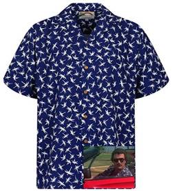 Tom Selleck Original Hawaiihemd, Kurzarm, Dragonfly, Blau, XXL von Paradise Found