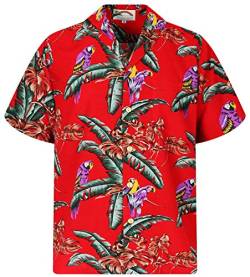 Tom Selleck Original Hawaiihemd, Kurzarm, Jungle Bird, Rot, L von Paradise Found