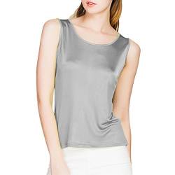 Paradise Silk Ärmelloses Tanktop für Damen aus 100% Seidenstrick, grau, Large von Paradise Silk