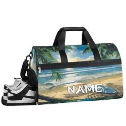 Beach Ocean Hawaii Sporttasche mit Nassfach und Schuhfach, Reisetasche, für Damen und Herren, personalisierbar, für Übernachtung, Wochenende, Strandgepäck, Beach Ocean Hawaii, Einheitsgröße von Pardick