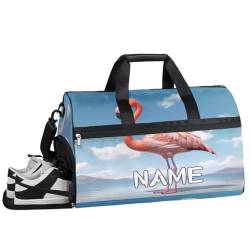 Flamingo Sporttasche mit Nassfach und Schuhfach, für Damen und Herren, personalisierbar, für Übernachtung, Wochenende, Strandgepäck, Flamingo Beach Waves Sommer, Einheitsgröße von Pardick