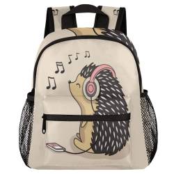 Igel Kopfhörer Musik Mini Rucksack für Kinder, Kleinkind Rucksäcke für Jungen Mädchen, Leichter wasserdichter Vorschulrucksack Schulrucksäcke Kindergarten Büchertasche mit Brustgurt von Pardick