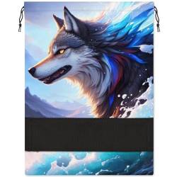 Sommer-Schuhtasche mit Cartoon-Wolf-Wellen für Reisen, faltbar, für Sport, Schuhaufbewahrung, Verpackung, Organizer, Golf, Fitnessstudio, Tanz, Spitzenschuhtaschen mit Reißverschluss, von Pardick