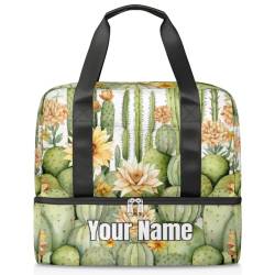 Sporttasche, Motiv: Kaktus-Sommer-Gänseblümchen, personalisierbar, für Damen und Herren, individuelle Sporttasche mit Schuhfach für Wochenende über Nacht, Farbe: 425, Einheitsgröße von Pardick