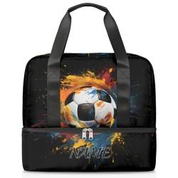 Sporttasche für Damen, personalisierbar, mit Fußball-Motiv, Sporttasche mit Schuhfach, für Mädchen und Jungen, Wochenendtasche, Übernachtungstasche, Mutter-Krankenhaus-Tragetasche, Farbe: 808, von Pardick