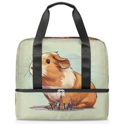 Sporttasche mit Cartoon-Hamster-Tiermotiv, personalisierbar, für Herren, Sporttasche mit Schuhfach, für Mädchen und Jungen, Wochenendtasche, Übernachtungstasche, Mutter-Krankenhaus-Tragetasche, Farbe: von Pardick