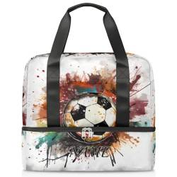Sporttasche mit Fußball-Graffiti-Balldruck, personalisierbar, für Herren, Sporttasche mit Schuhfach, für Mädchen und Jungen, Wochenendtasche, Übernachtungstasche, Mutter-Krankenhaus-Tragetasche, von Pardick