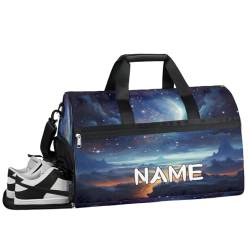 Sporttasche mit Galaxy-Nachthimmel-Aufdruck, mit Nassfach und Schuhfach, Reisetasche, für Damen und Herren, personalisierbar, für Übernachtung, Wochenende, Strandgepäck, Galaxie-Nachthimmel-Aufdruck, von Pardick