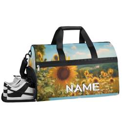 Sporttasche mit Sonnenblumen-Blumen, mit Nassfach und Schuhfach, Reisetasche, für Damen und Herren, personalisierbar, für Übernachtung, Wochenende, Strandgepäck, Sonnenblumen, Sommer, Einheitsgröße von Pardick