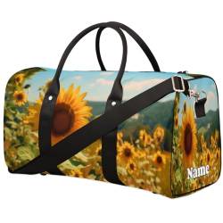 Sporttasche mit Sonnenblumen-Blumen, personalisierter Name für Damen und Herren, wasserdicht, Strandtasche, faltbar, persönliche Gegenstände, Reisetasche für Wochenendausflüge, Tanzen, von Pardick