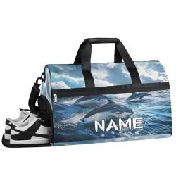 Sporttasche mit Tiermotiv, Delfin, Ozean, Sommer, Sporttasche mit Nassfach und Schuhen, Reisetasche, für Damen und Herren, personalisierbar, für Übernachtung, Wochenende, Strandgepäck, Tier-Delfin, von Pardick