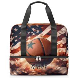 Sporttasche mit US-Flagge, Basketball-Hintergrund, personalisierbar, für Herren, Sporttasche mit Schuhfach, für Mädchen und Jungen, Wochenendtasche, Übernachtungstasche, von Pardick