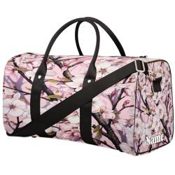 Sporttasche mit japanischem Kirschblüten-Hintergrund, personalisierter Name für Damen und Herren, wasserdicht, Strandtasche, faltbar, persönliche Gegenstände, Reisetasche für Wochenende, Übernachtung, von Pardick