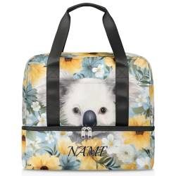 Sporttasche mit niedlichem Koala-Blumenmuster, personalisierbar, für Herren, Sporttasche mit Schuhfach, für Mädchen und Jungen, Wochenendtasche, Übernachtungstasche, Mutter-Krankenhaus-Tragetasche, von Pardick