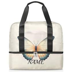 Sporttasche mit schönem Schmetterlings-Hintergrund, personalisierbar, für Herren, Sporttasche mit Schuhfach, für Mädchen und Jungen, Wochenendtasche, Übernachtungstasche, von Pardick