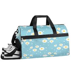 Spring Floral Daisy Flower (07) Sport Turnbeutel mit Nassfach & Schuhfach Reise Duffel Bag für Männer Frauen Basketball Weekender Tasche für Flugzeug Schwimmen Yoga, Mehrfarbig von Pardick