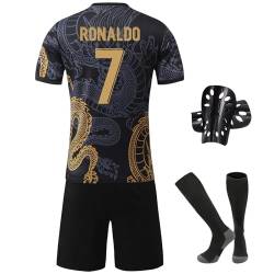 Pardofelis Fußball Trikot Kinder, Spezieller Entwurf Drachen Trikot Kinder, Fußballtrikot in Limitierte Edition mit Trikot T-Shirt Shorts Socken und Schienbeinschoner Set (22, Schwarz) von Pardofelis