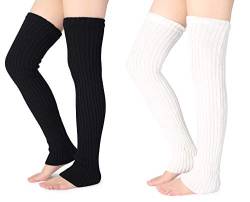 Pareberry Damen Winter Overknee Hohe Fußlose Socken Strick Warm Lange Beinstulpen - - Medium von Pareberry