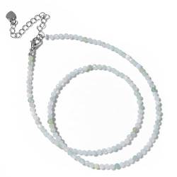 ParfCO Edelstein Kette, Zierliche Unregelmäßige Boho Stein Halsketten, Natürliche Aquamarin Heilkristall Anhänger Halskette für Frauen, 2 mm Kugelförmige Perlen Halskette von ParfCO