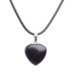 ParfCO Kristall Kette, Schwarze Onyx-Heilkristall-Anhänger-Halskette für Frauen, Naturstein-Herzform-Halskette, Amulett-Anhänger-Halskette, Verstellbare Kordel-Halskette von ParfCO