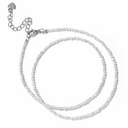 ParfCO Kristall Kette,Zierliche Unregelmäßige Boho Stein Halsketten, Natürliche Mondstein Heilkristall Anhänger Halskette für Frauen, 2 mm Kugelförmige Perlen Halskette von ParfCO