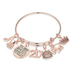 Parima Geschenk Mädchen 20 Jahre Geburtstag, Geburtstagsgeschenk für Mädchen Elefant Armband Mädchen Armreif Rosegold Mutmacher Jugendweihe Personalisierte Geschenke für Mädchen Tochter Enkelin von Parima