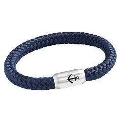 Das Original Anker Gravur Unisex Segeltau Armband Geflochten Handmade Hochwertiger Magnetverschluss 8mm Durchmesser (Marine-Blau, 19.00 CM) von Paris Montana