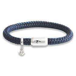 Das Original Sylt Gravur Segeltau Unisex Armband Mit Anker Anhänger Unisex Geflochten Handmade Hochwertiger Magnetverschluss Durchmesser 8mm (Marine-Blau, 22.00 CM) von Paris Montana