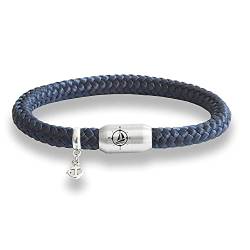 Das Original Yacht Club Kompass Gravur Segeltau Unisex Armband Mit Anker Anhänger Unisex Geflochten Handmade Hochwertiger Magnetverschluss Durchmesser 8mm (Marine-Blau, 22.00) von Paris Montana