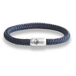 Das Original Yacht Club Kompass Gravur Segeltau Unisex Armband Unisex Geflochten Handmade Hochwertiger Magnetverschluss Durchmesser 8mm (Marine-Blau, 21.00) von Paris Montana