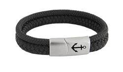 Original Segeltau Armband "Tidewisp" | Unisex | Edelstahl Sicherheits-Magnetverschluss | Anker Gravur | Surfer Armbänder | Paracord | 8 mm Durchmesser | Handmade | (19.00, Black-Trevor) von Paris Montana